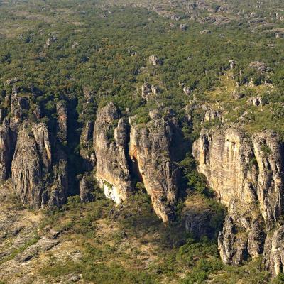 Aerial shot of an escarpment near the East Alligator River in Kakadu National Park (World Heritage Listed site)